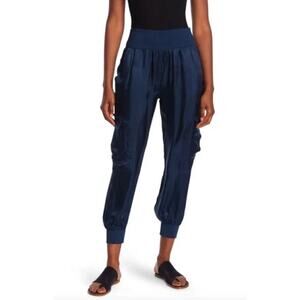 Cinq A Sept Giles Pant Cargo Satin Jogger in Lapis Size Small